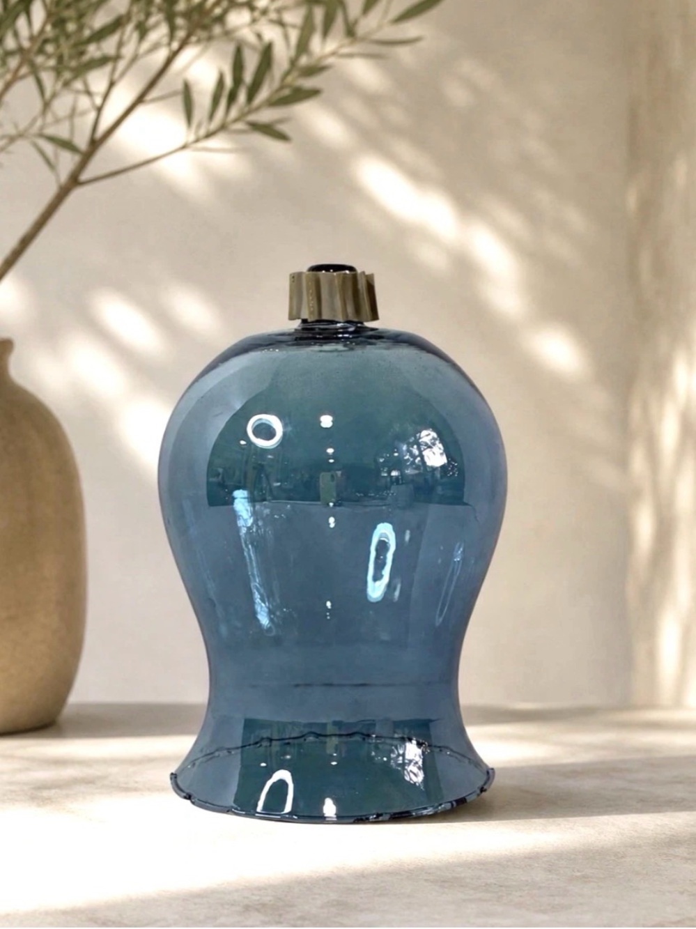 Home Interiors HOMCO Glass Candle Holder Sconce Globe Vtg Large Oversized Blue